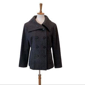 Nine West charcoal gray black wool pea coat large